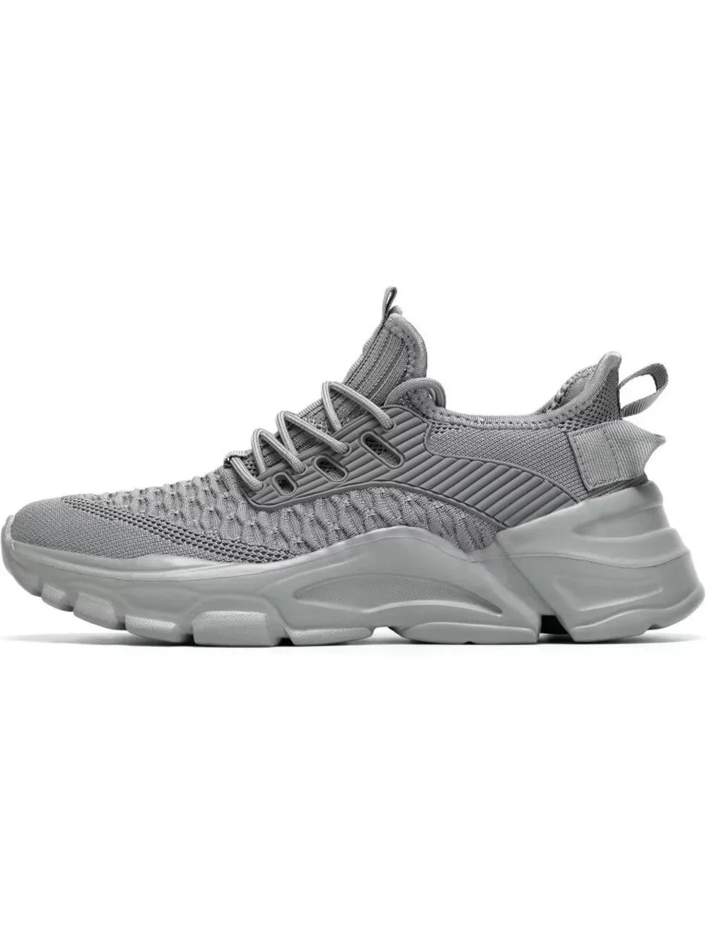 Men's Grey Lightweight Athletic Running Walking Non Slip Sneakers Shoes